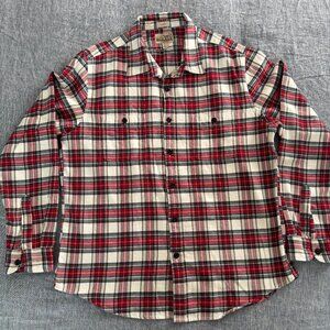 J. Crew Midweight Flannel Workshirt - Jake Red White - Size Large